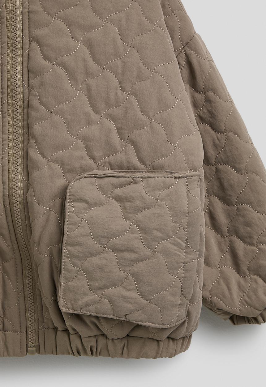 Pop Candy - Wavy diamond quilted jacket with lift-away pockets - taupe
