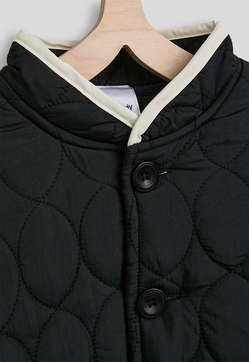 Pop Candy - Onion quilted mandarin collar jacket - black/ivory