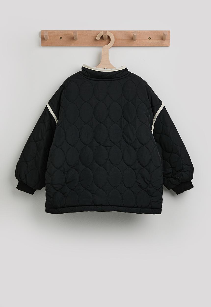 Pop Candy - Onion quilted mandarin collar jacket - black/ivory