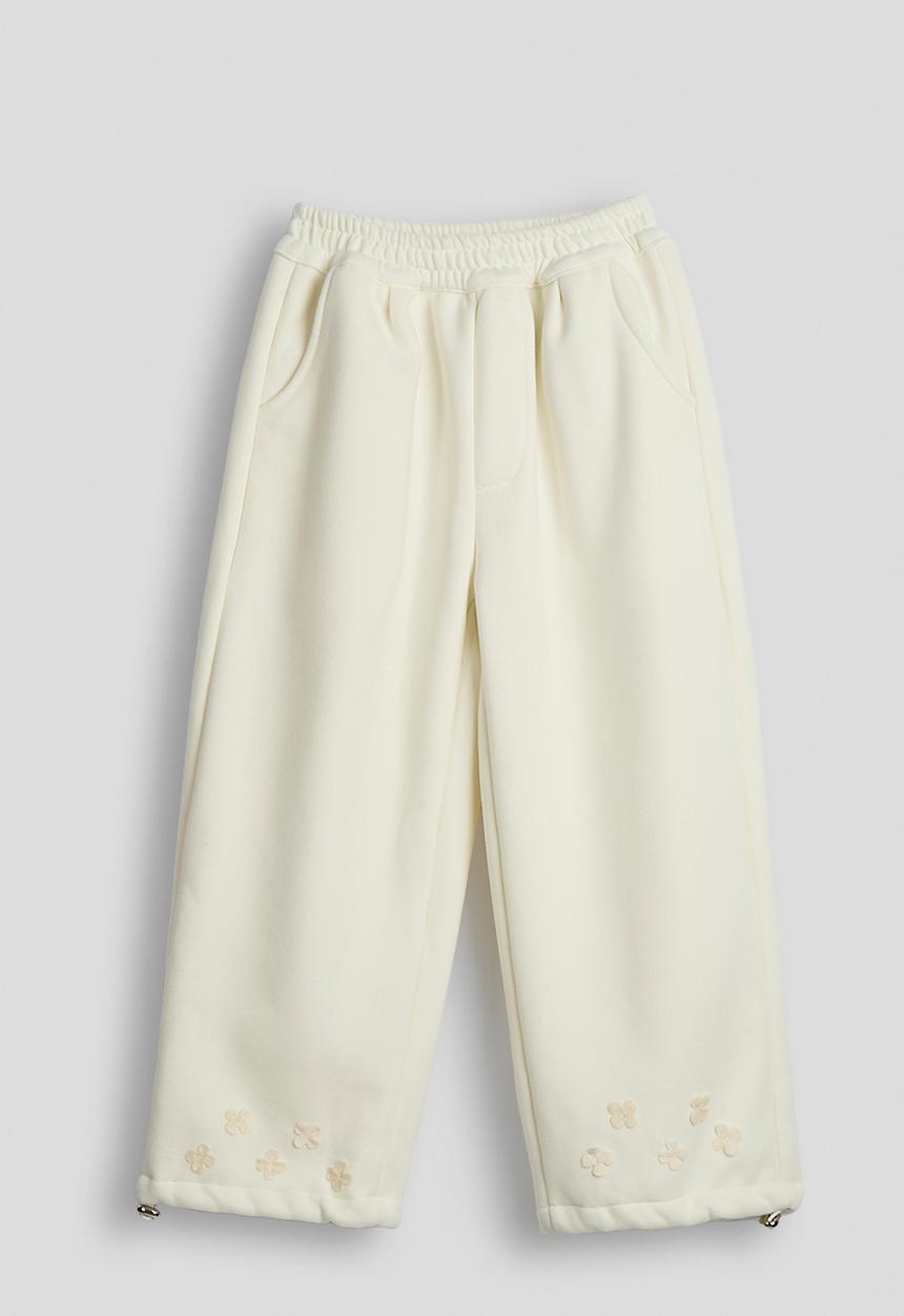 Pop Candy - Floral applique sweatshirt with drawstrings sweatpants - ivory