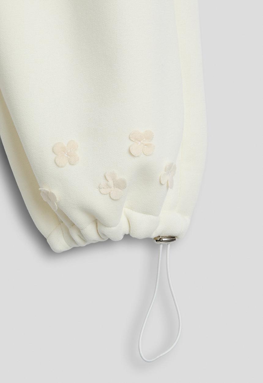 Pop Candy - Floral applique sweatshirt with drawstrings sweatpants - ivory
