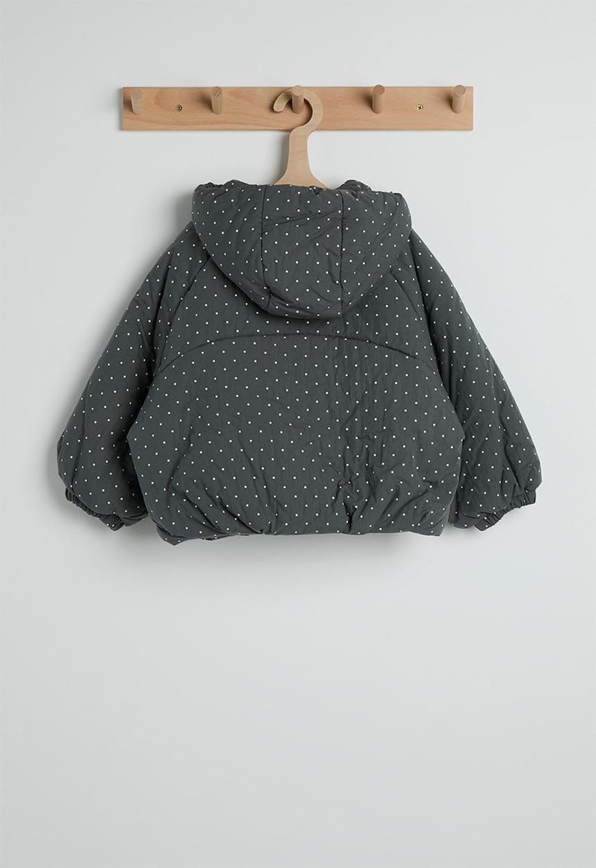 Pop Candy - Micro dot neck tie puffer jacket - dark grey/aop