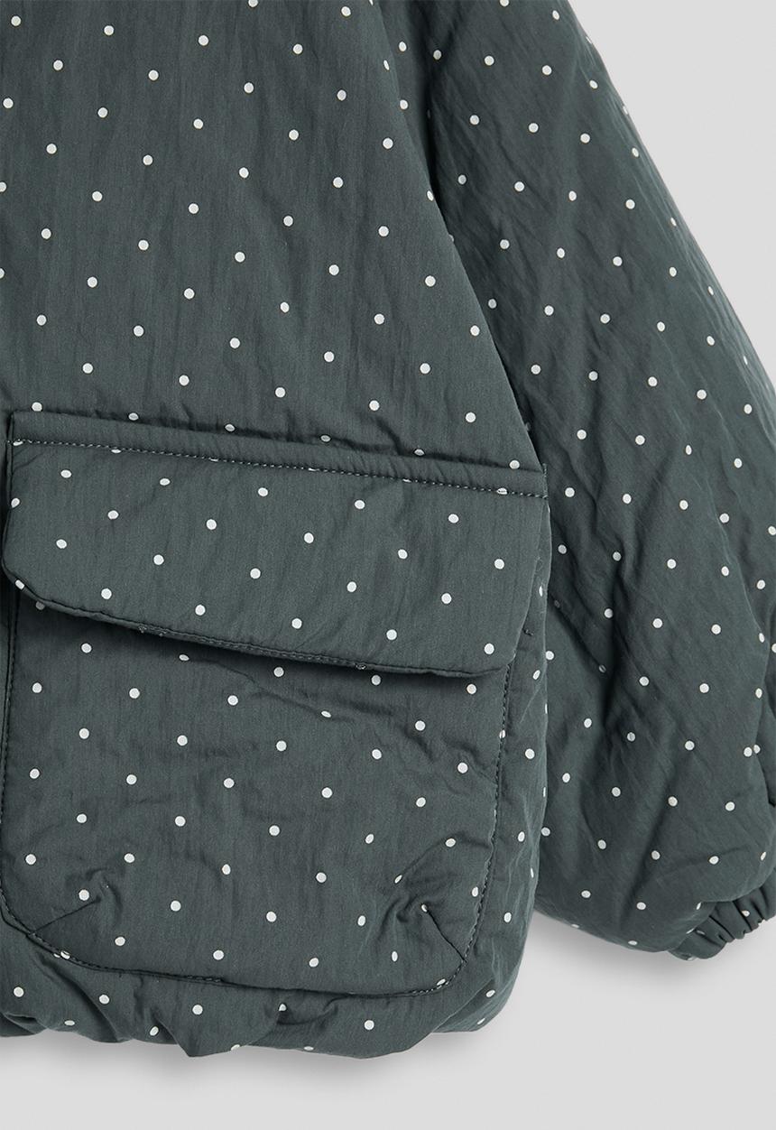 Pop Candy - Micro dot neck tie puffer jacket - dark grey/aop