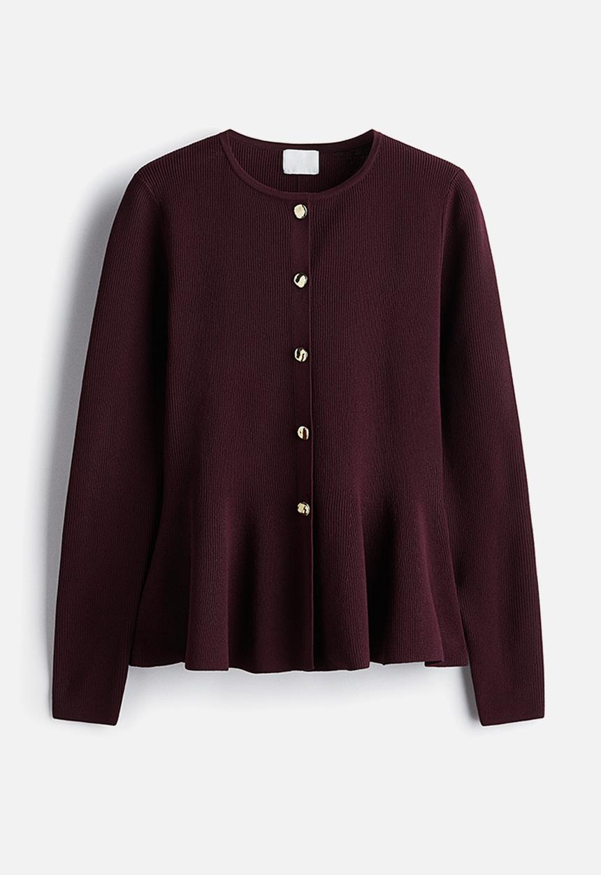 H&M - Peplum cardigan - burgundy