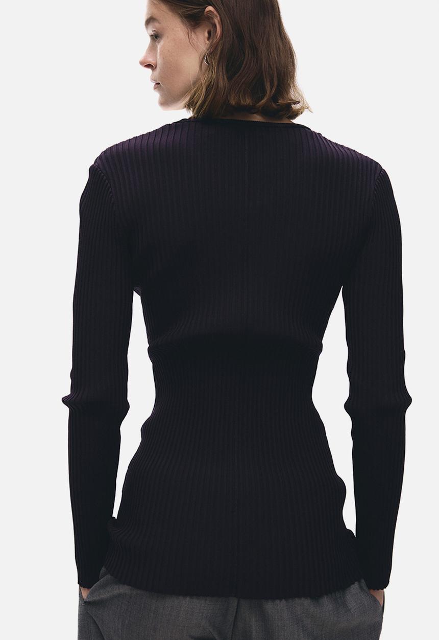 H&M - Zip-top ribbed top - dark purple