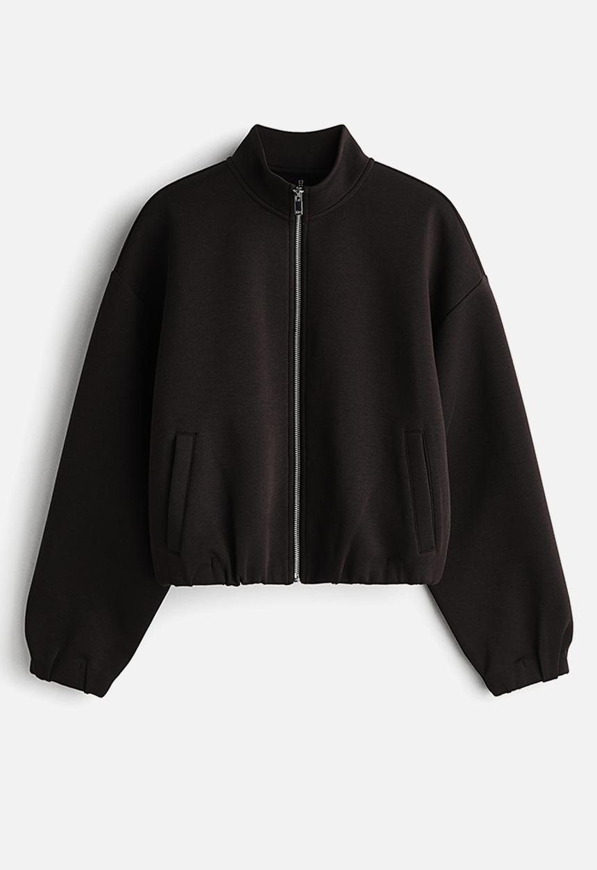 H&M - Scuba zip-through sweatshirt - dark brown