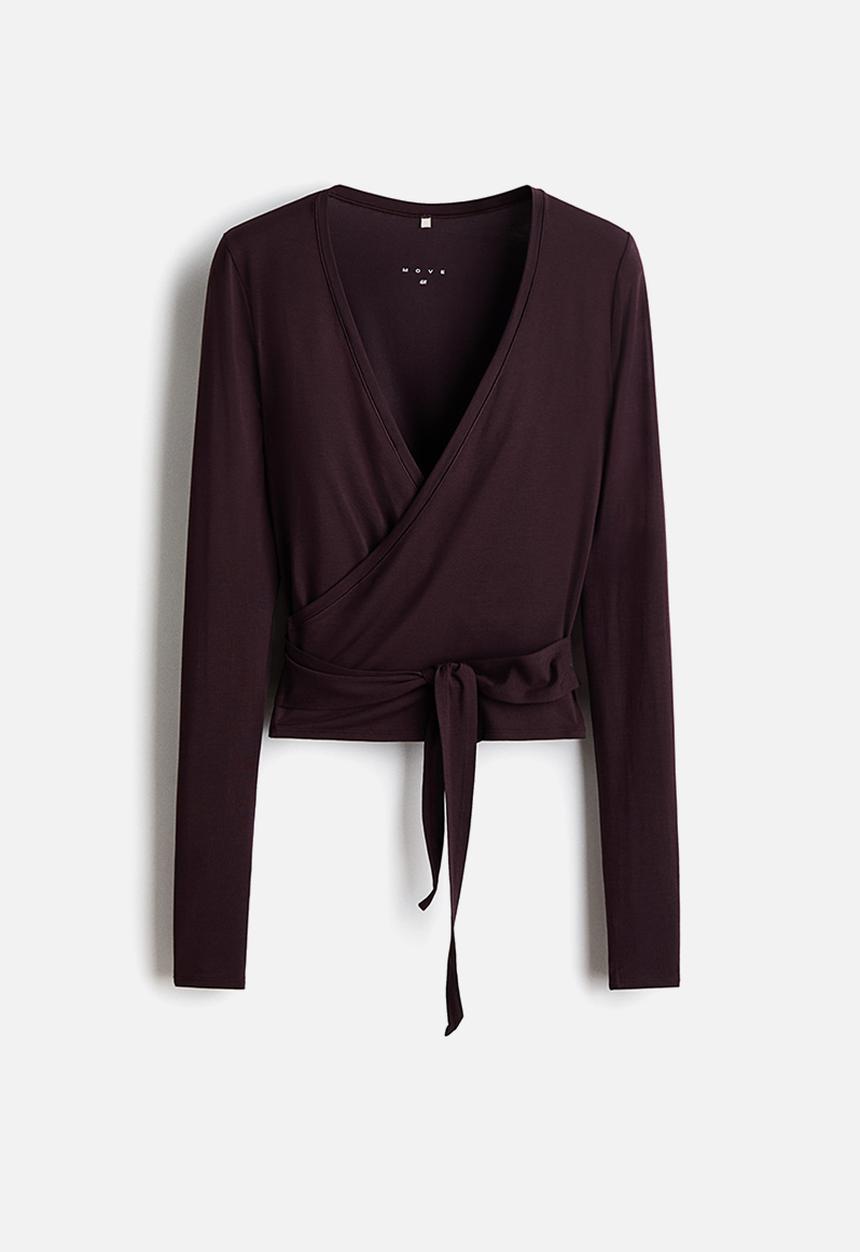 H&M - Sports wrap top in modal - chocolate plum