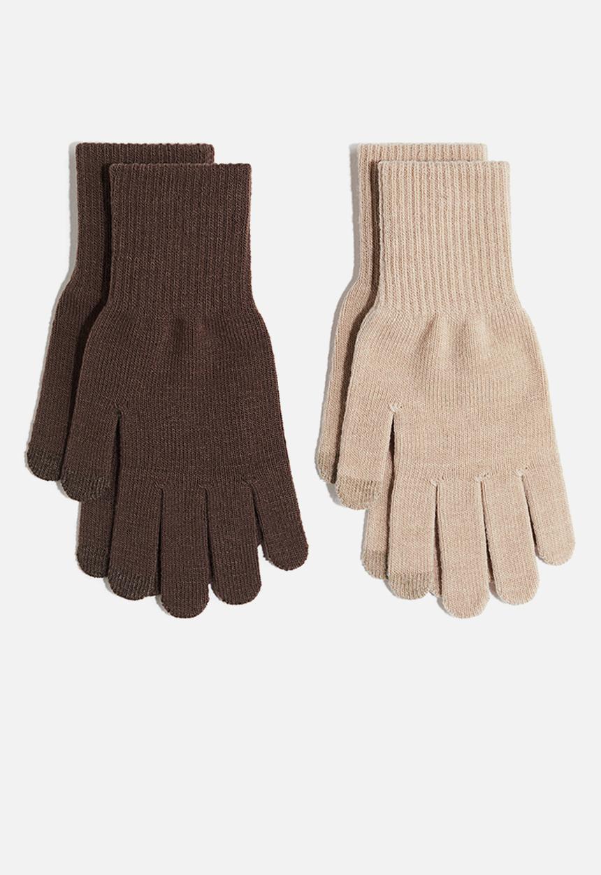 H&M - 2 pack touchscreen gloves - brown/beige