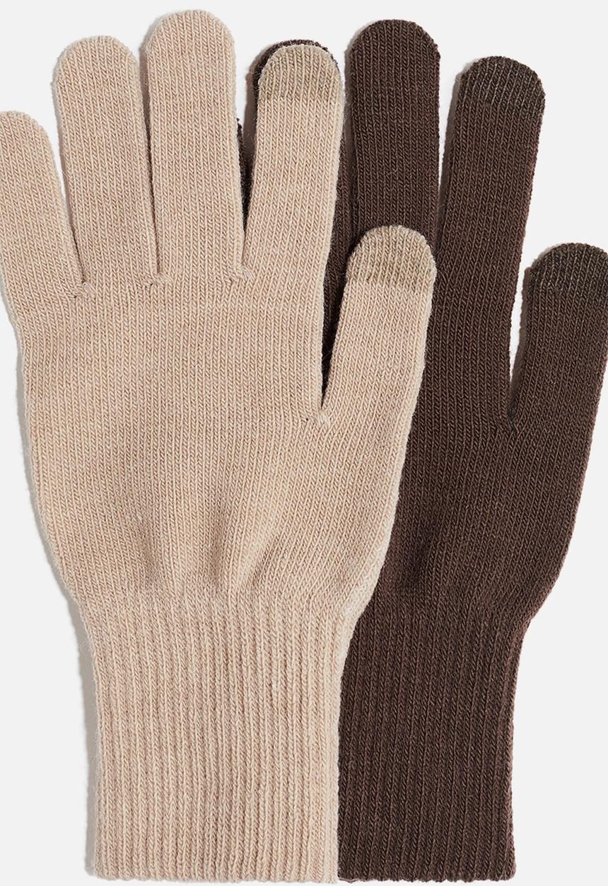 H&M - 2 pack touchscreen gloves - brown/beige
