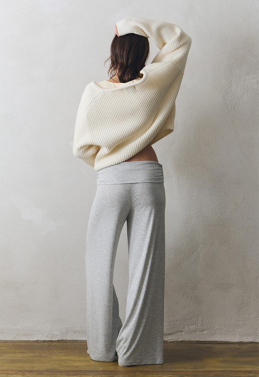 H&M - Foldover-waist sports trousers - grey marl