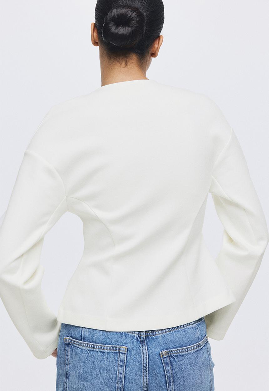 H&M - Collarless scuba blazer - white