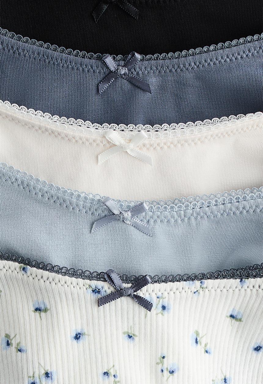 H&M - 5 pack cotton thong briefs - white/blue floral