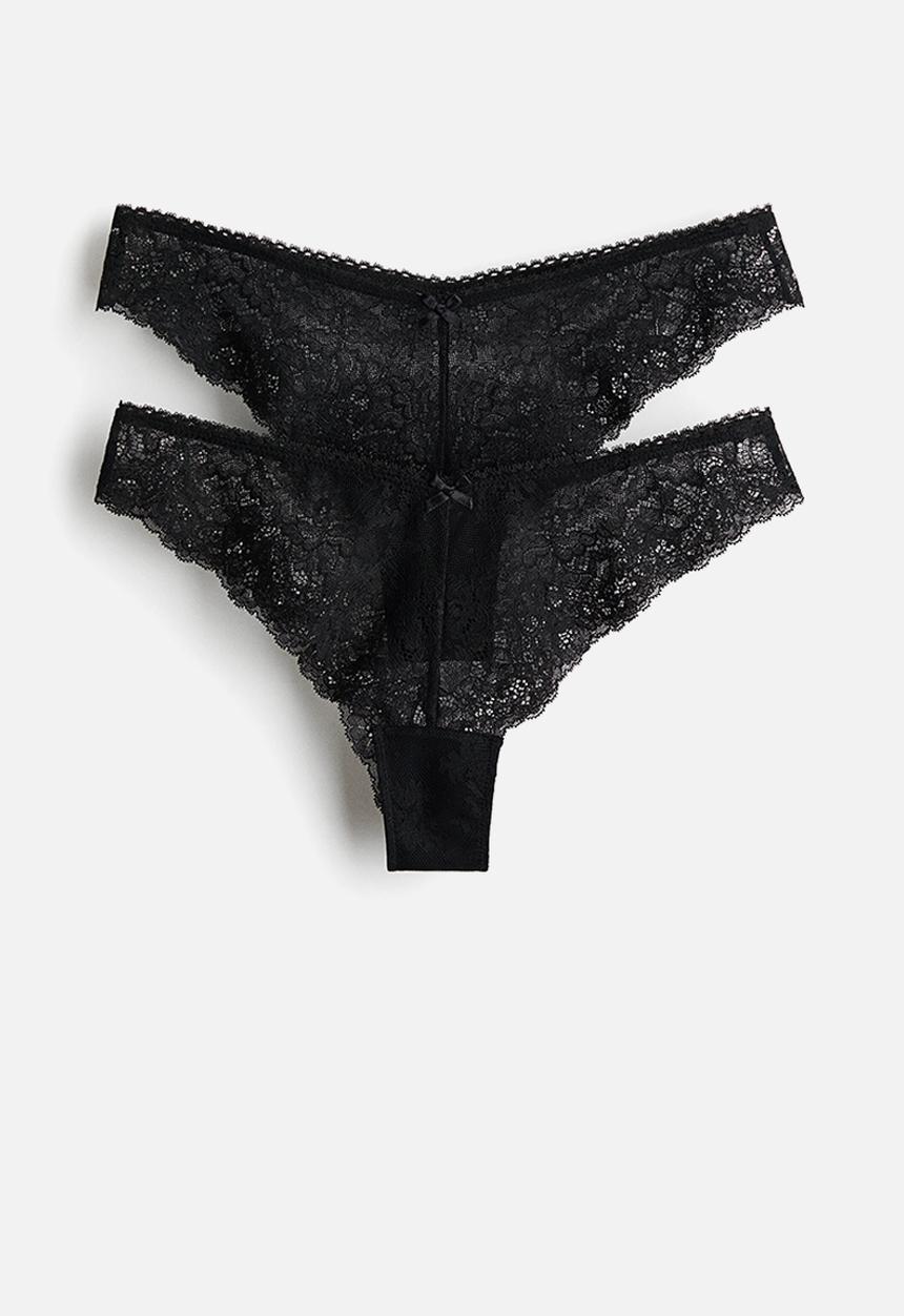 H&M - 2-pack lace brazilian briefs - black