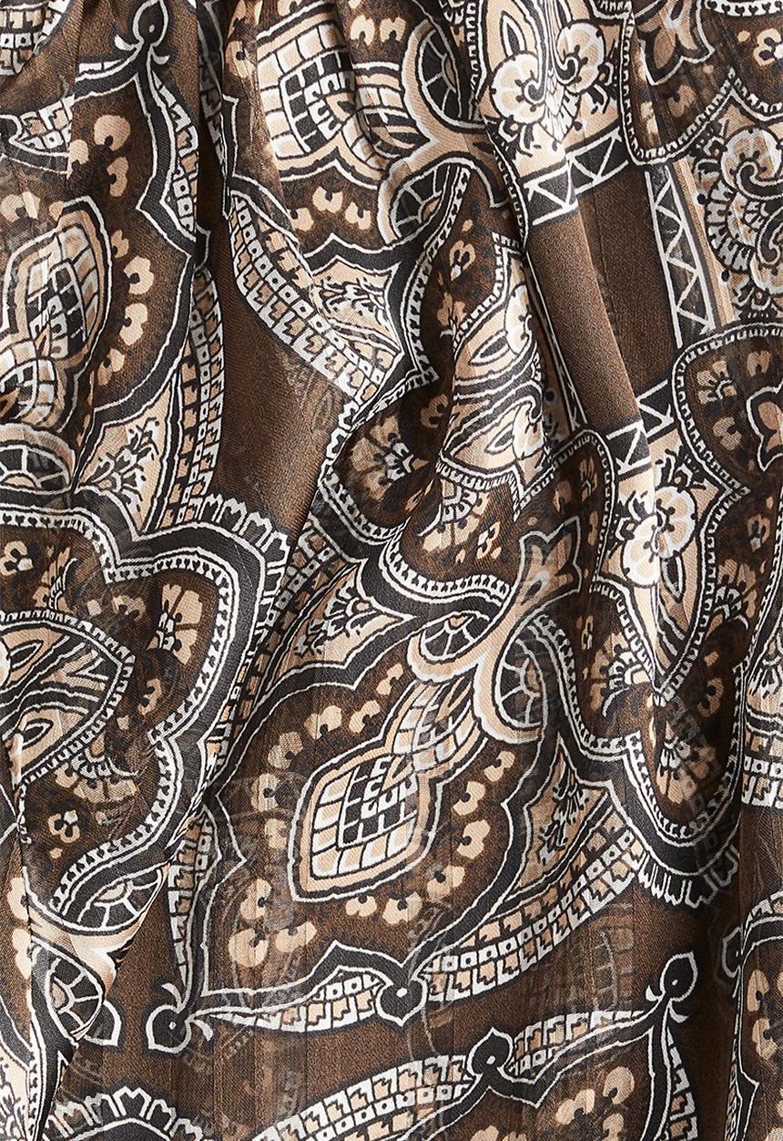 H&M - Stand-collar blouse - khaki green/paisley pattern