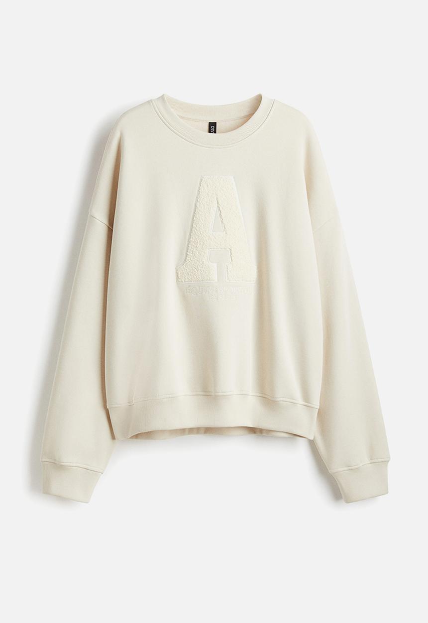 H&M - Motif-detail sweatshirt - light beige/a
