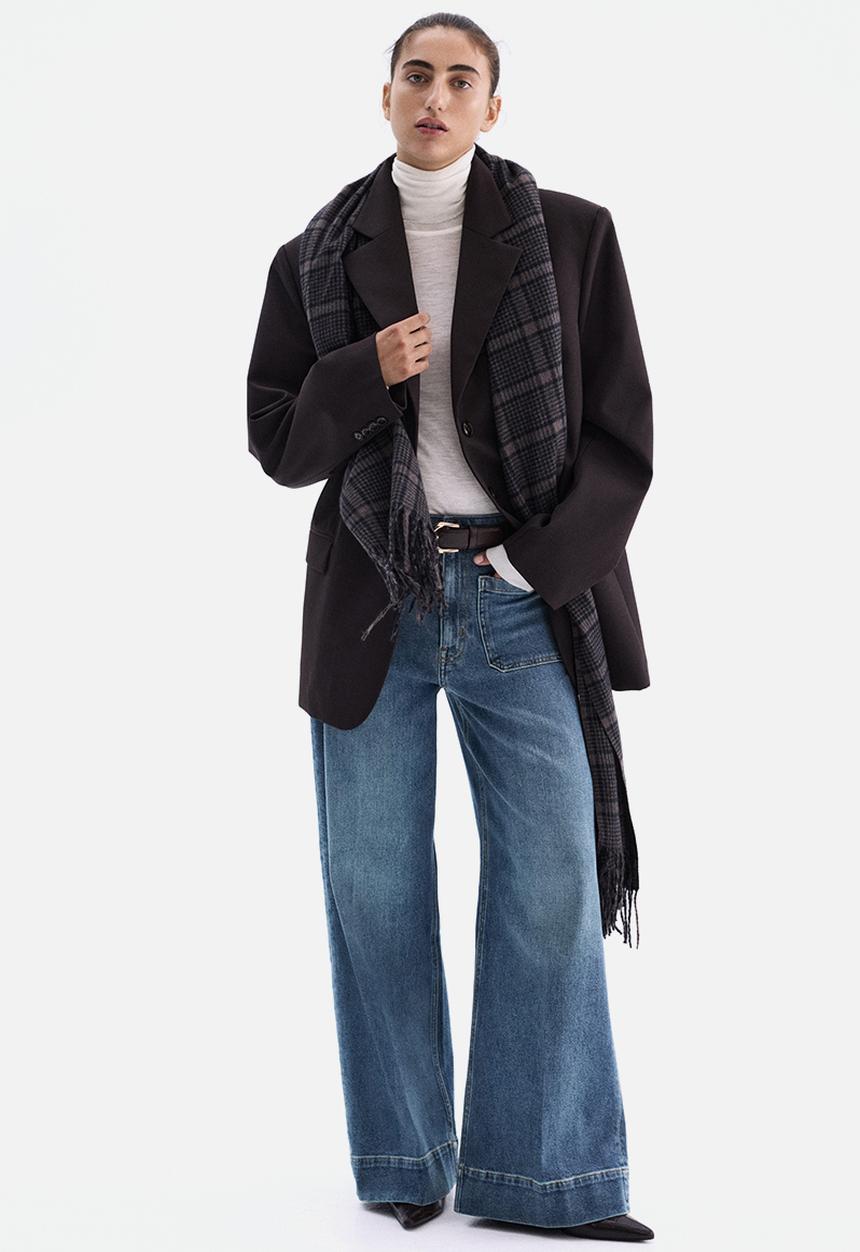 H&M - Wide high jeans - denim blue