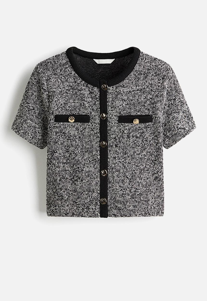H&M - Textured jersey cardigan - black marl