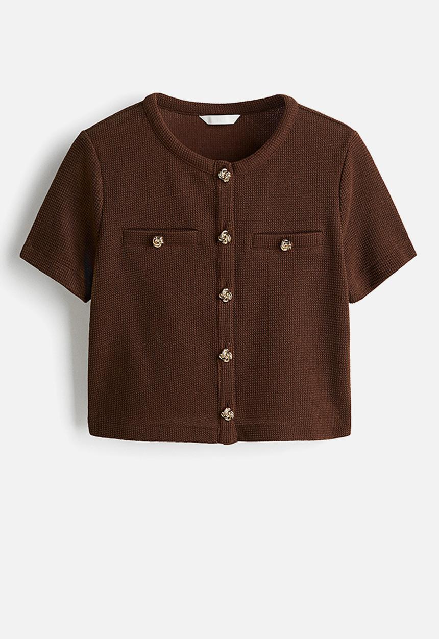 H&M - Textured jersey cardigan - dark brown