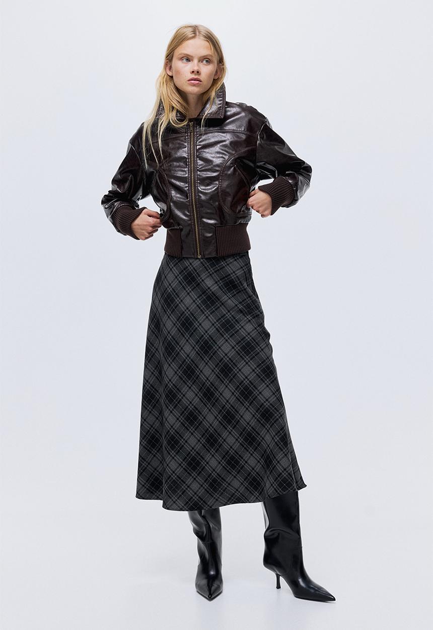 H&M - Midi skirt - grey/checked