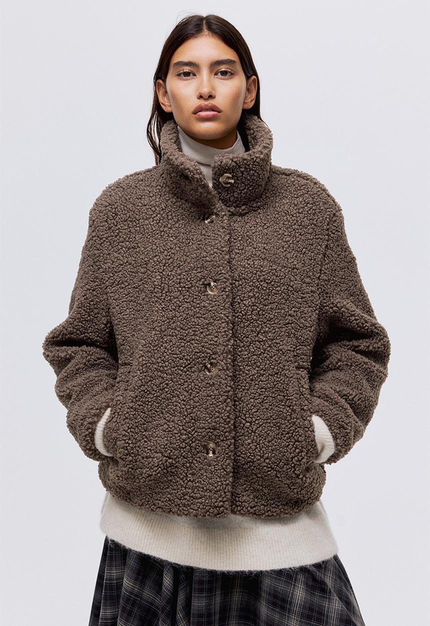 H&M - Teddy jacket - dark beige