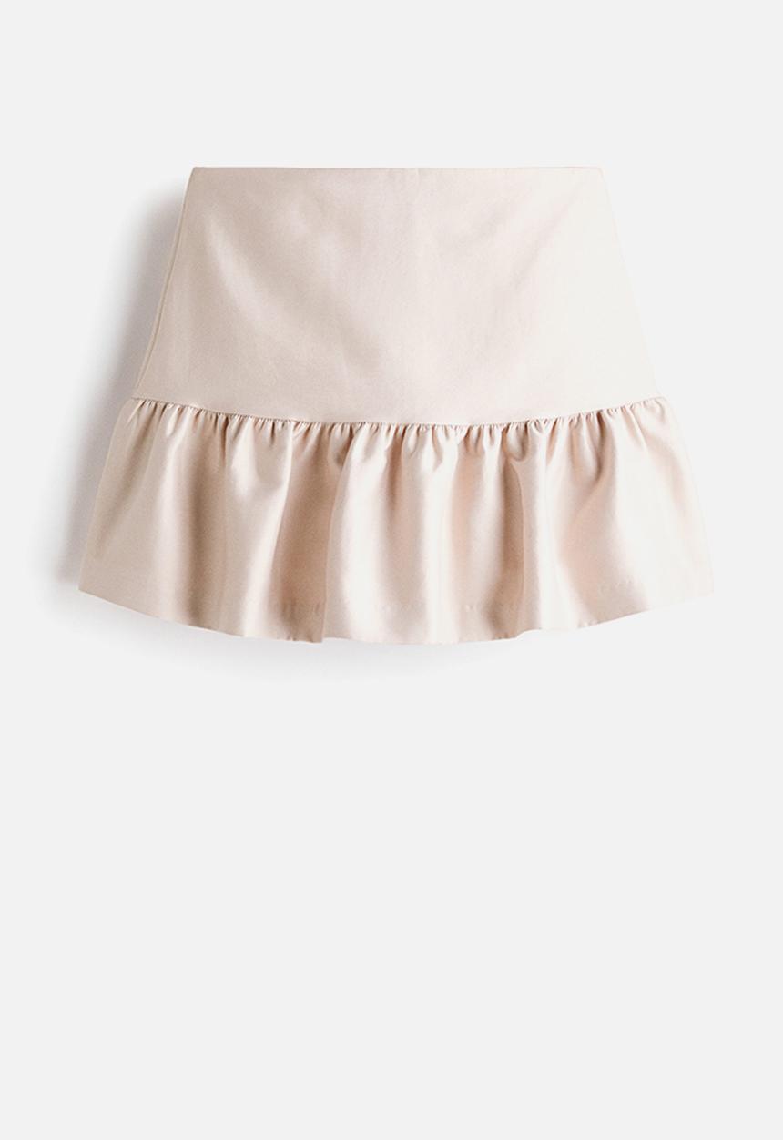 H&M - Frilled mini skort - light beige