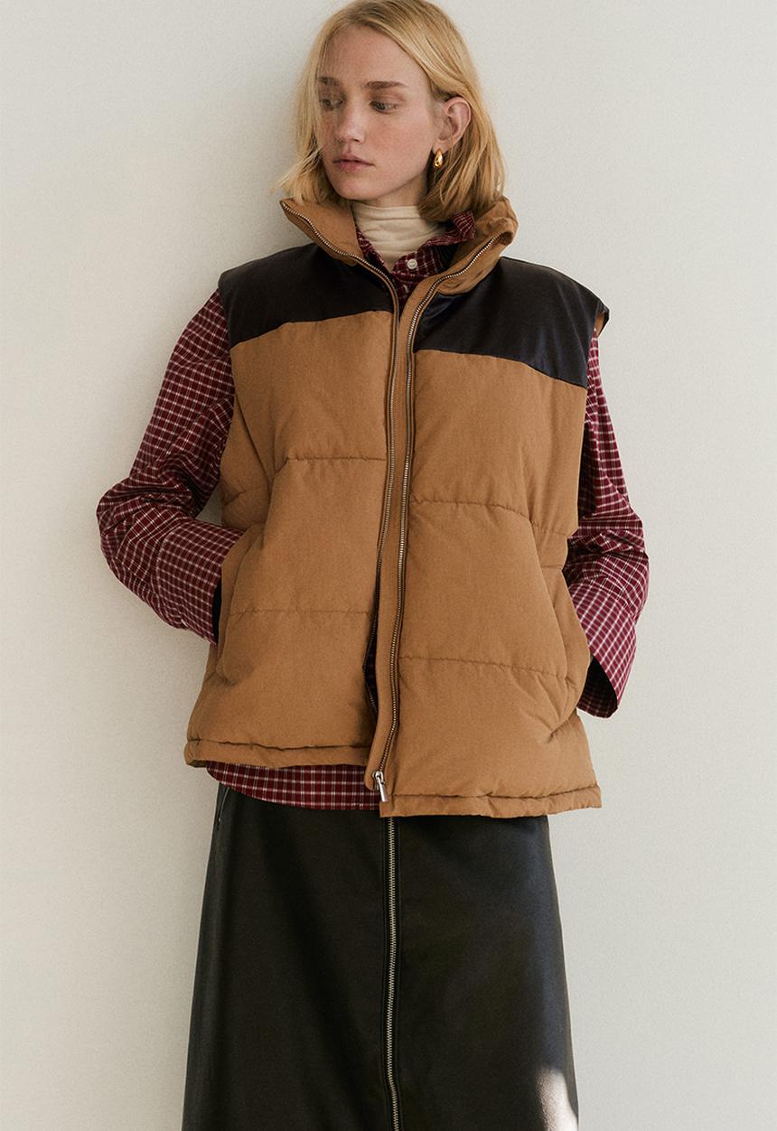 H&M - Puffer gilet - beige/colour block