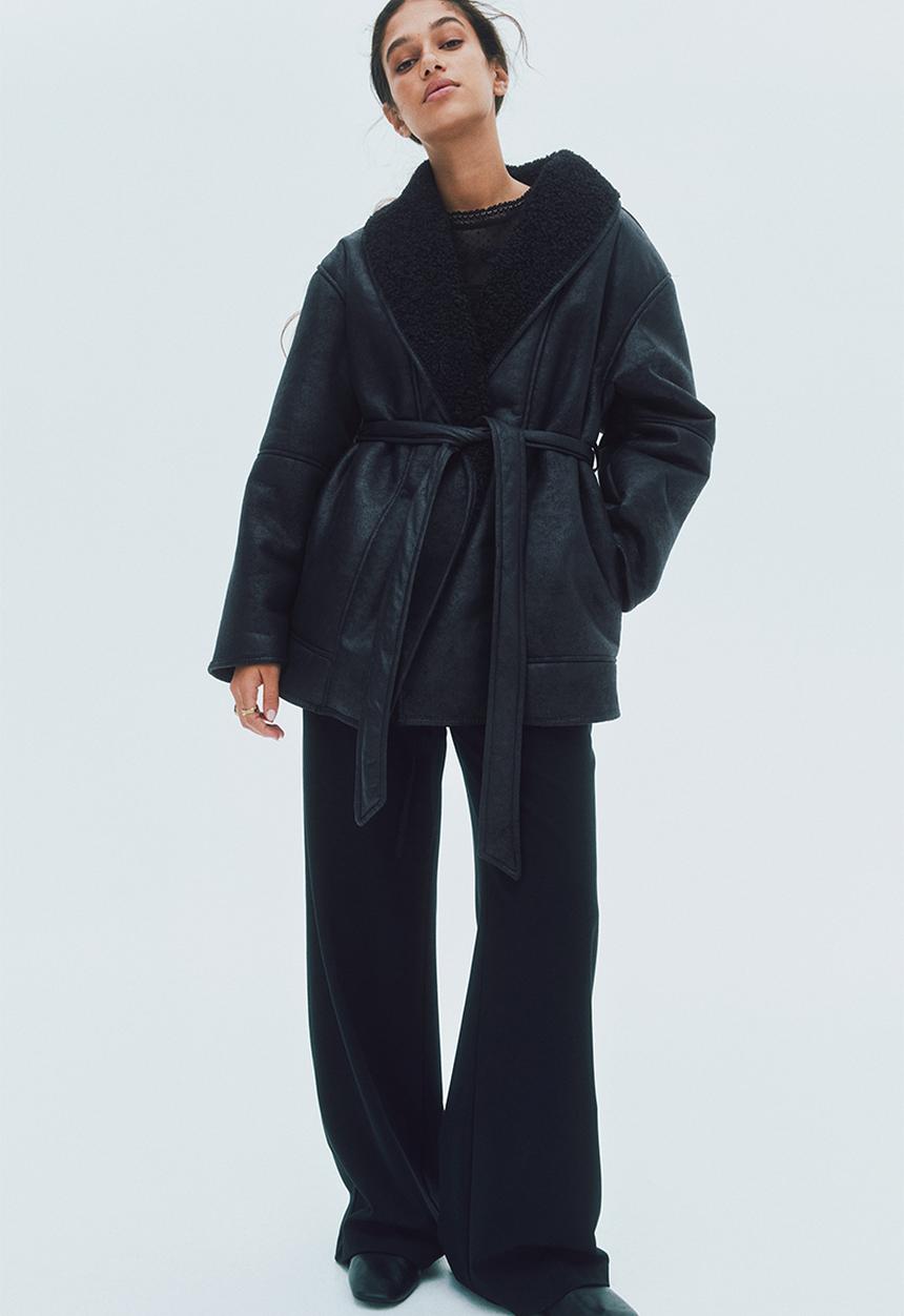 H&M - Double-faced coat - black