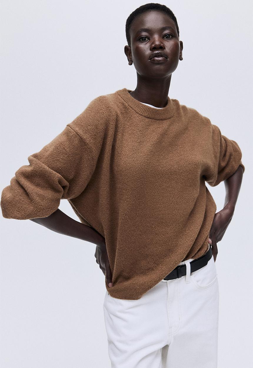 Knitted jumper - brown - 0983240054