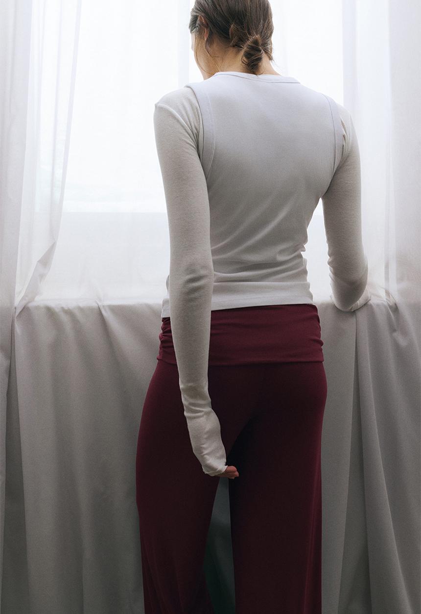 H&M - Foldover-waist sports trousers - light burgundy
