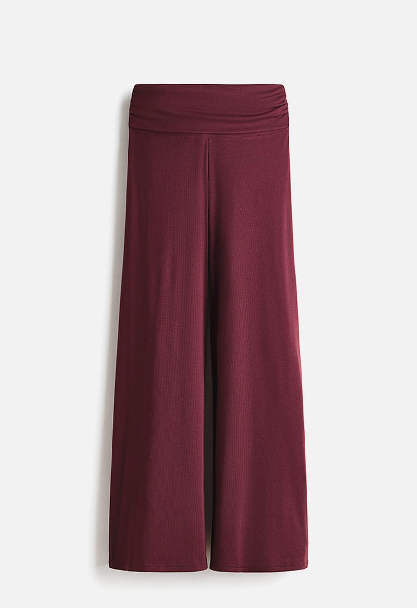 H&M - Foldover-waist sports trousers - light burgundy