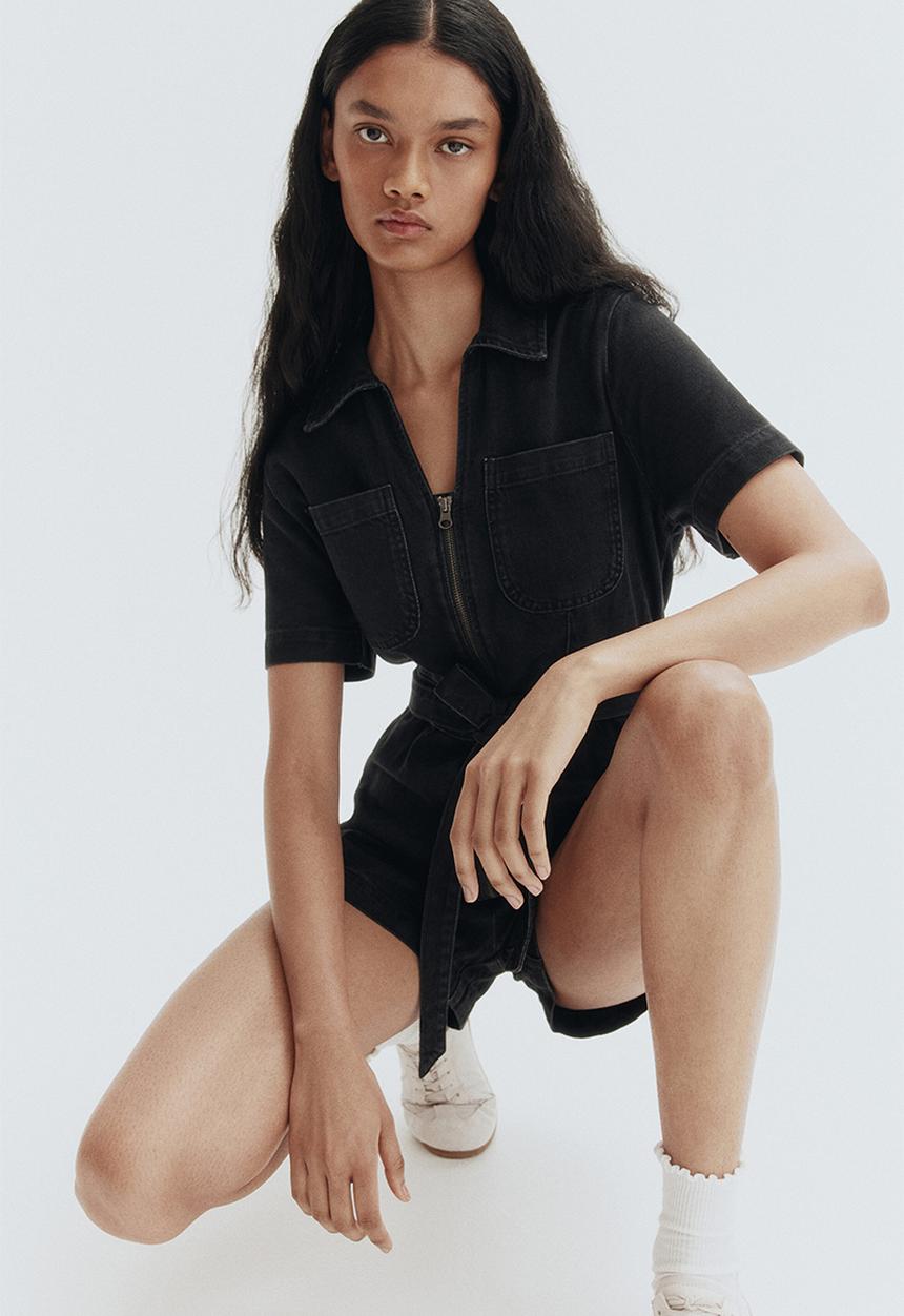 H&M - Denim playsuit - black