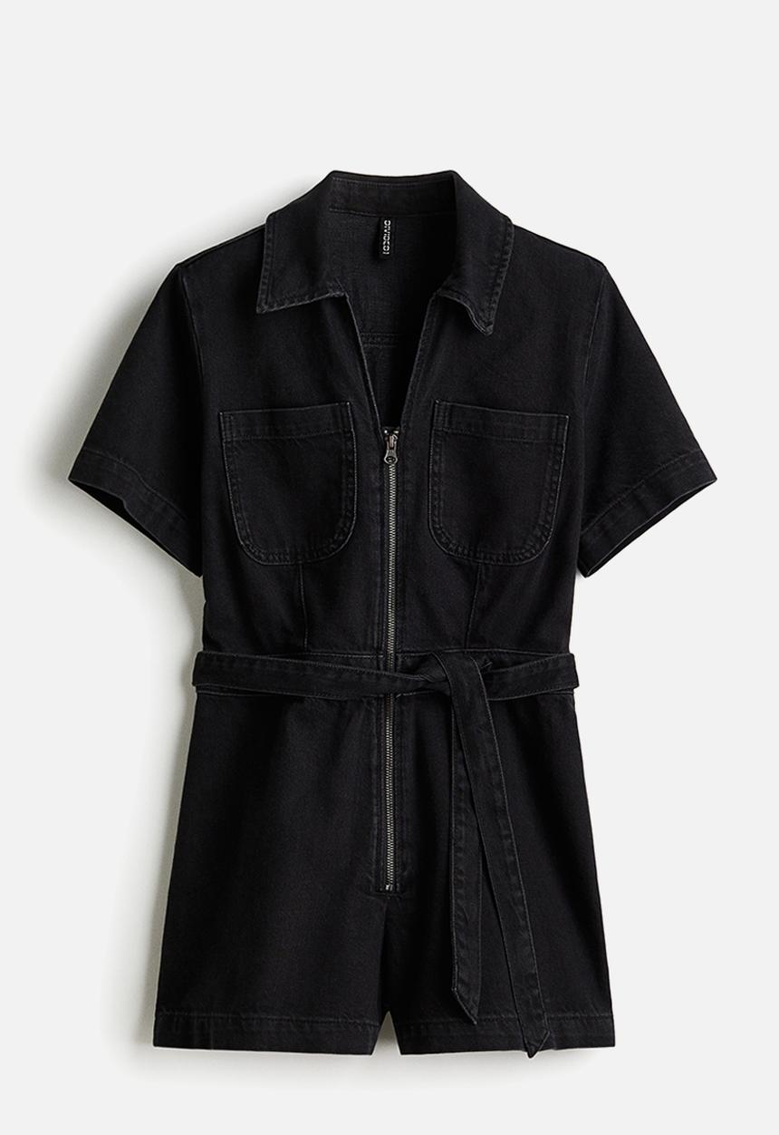 H&M - Denim playsuit - black