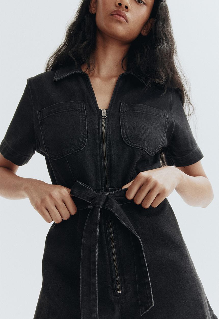 H&M - Denim playsuit - black