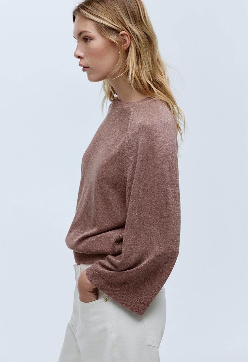 H&M - Fine-knit glittery top - dusty pink marl