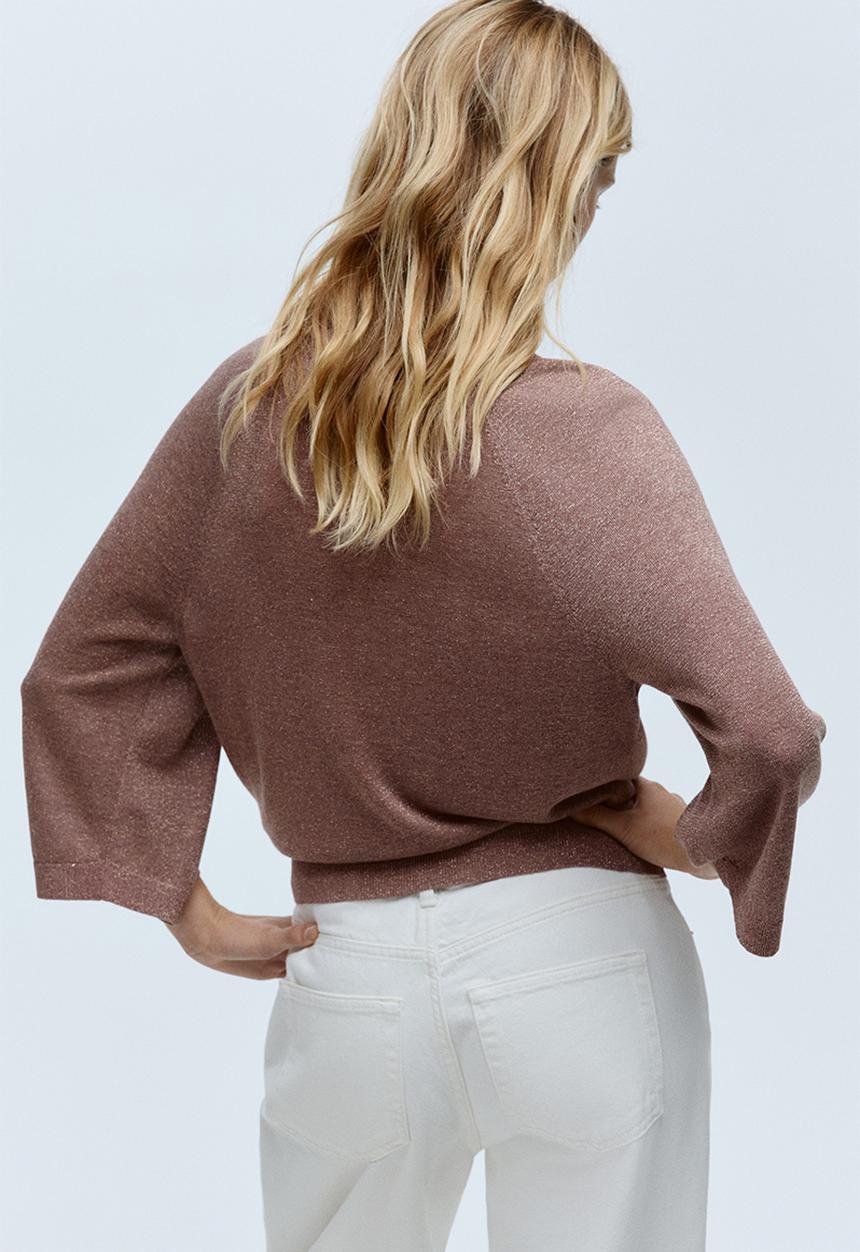 H&M - Fine-knit glittery top - dusty pink marl