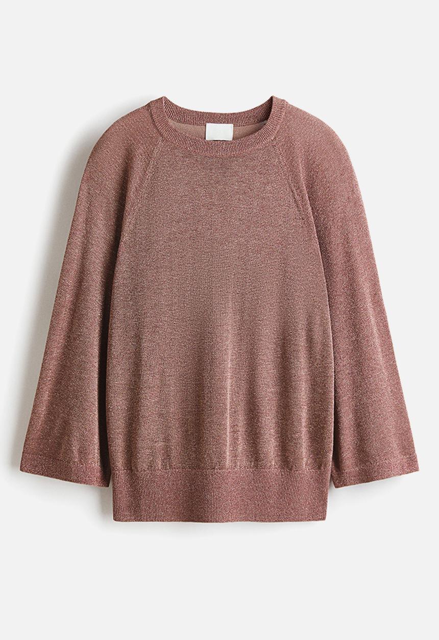 H&M - Fine-knit glittery top - dusty pink marl