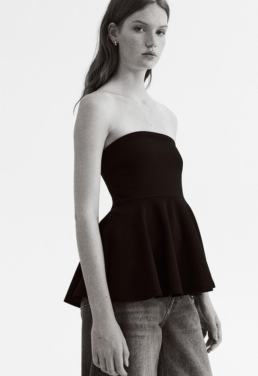 H&M - Bandeau peplum top - black