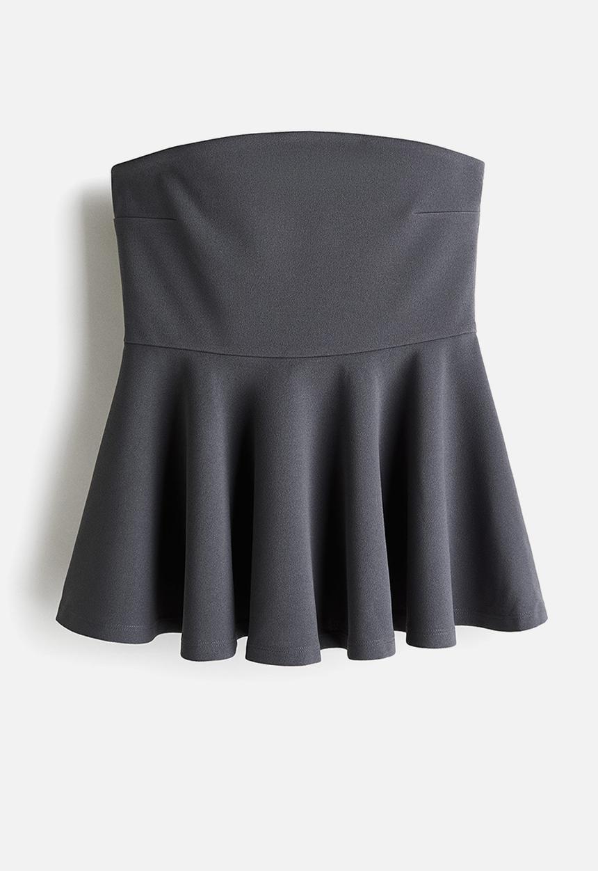 H&M - Bandeau peplum top - dark grey
