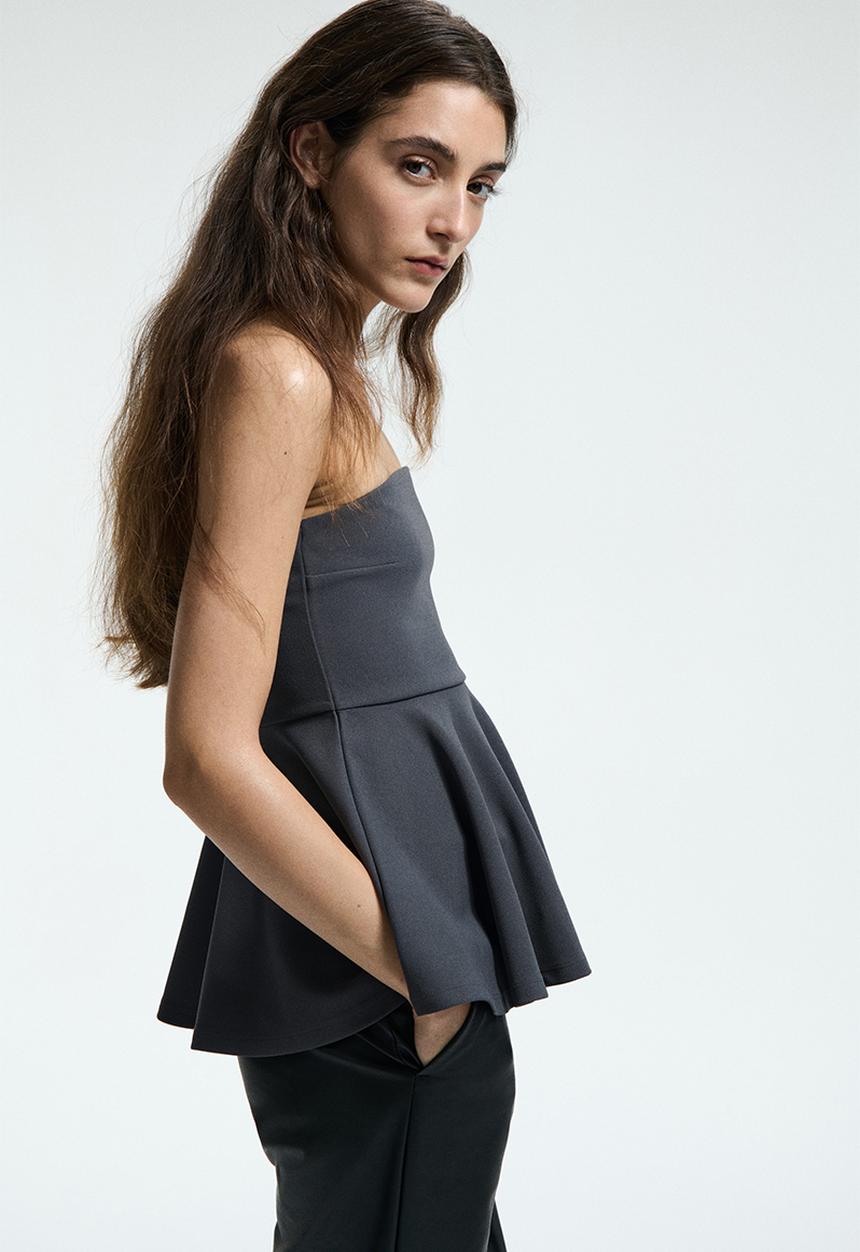 H&M - Bandeau peplum top - dark grey