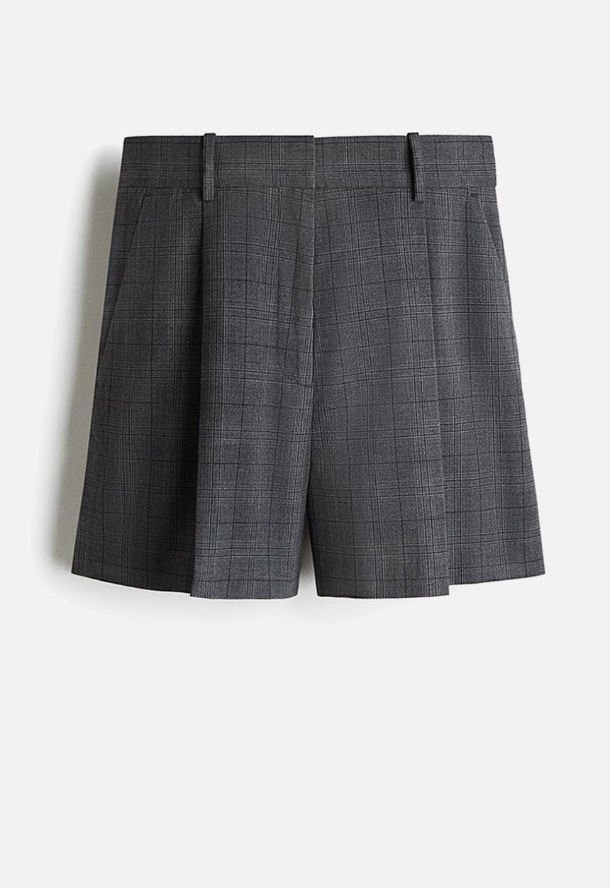 H&M - Pleat-front shorts - grey/checked