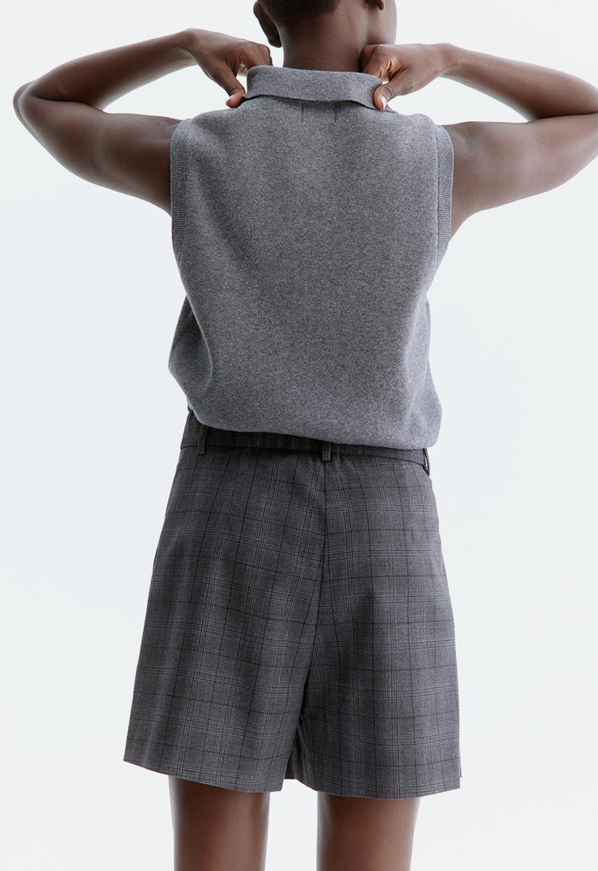 H&M - Pleat-front shorts - grey/checked