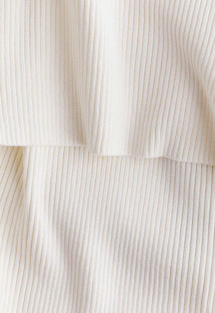 H&M - Rib-knit off-the-shoulder top - cream
