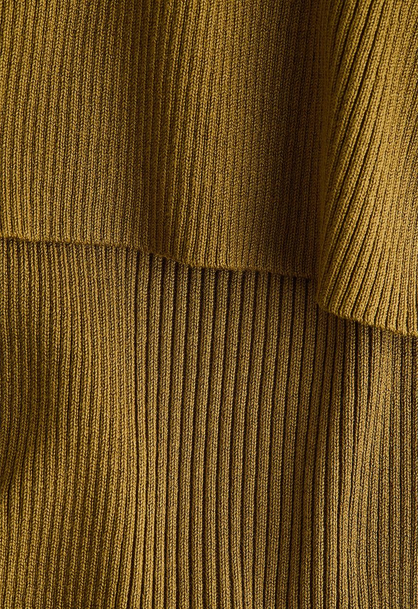 H&M - Rib-knit off-the-shoulder top - golden olive