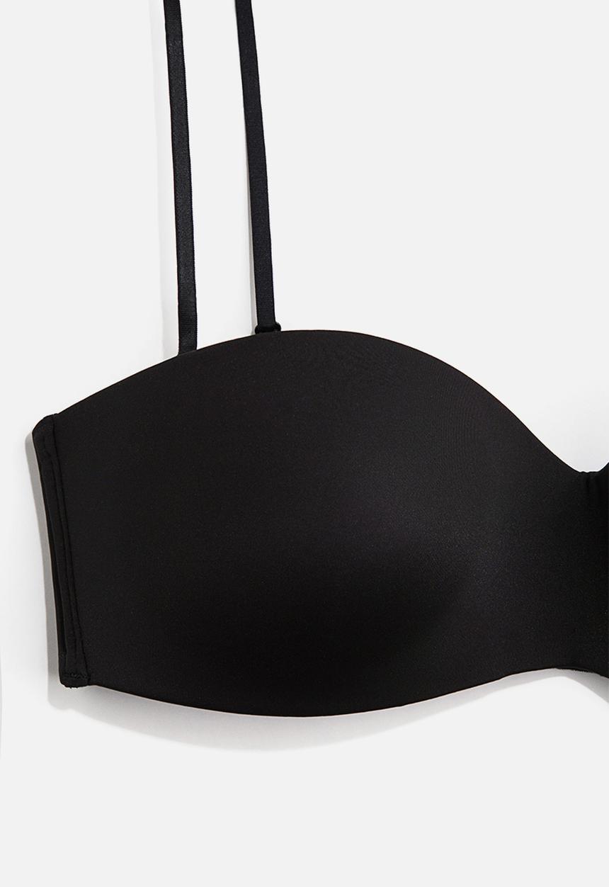 H&M - Padded microfibre bandeau bra - black
