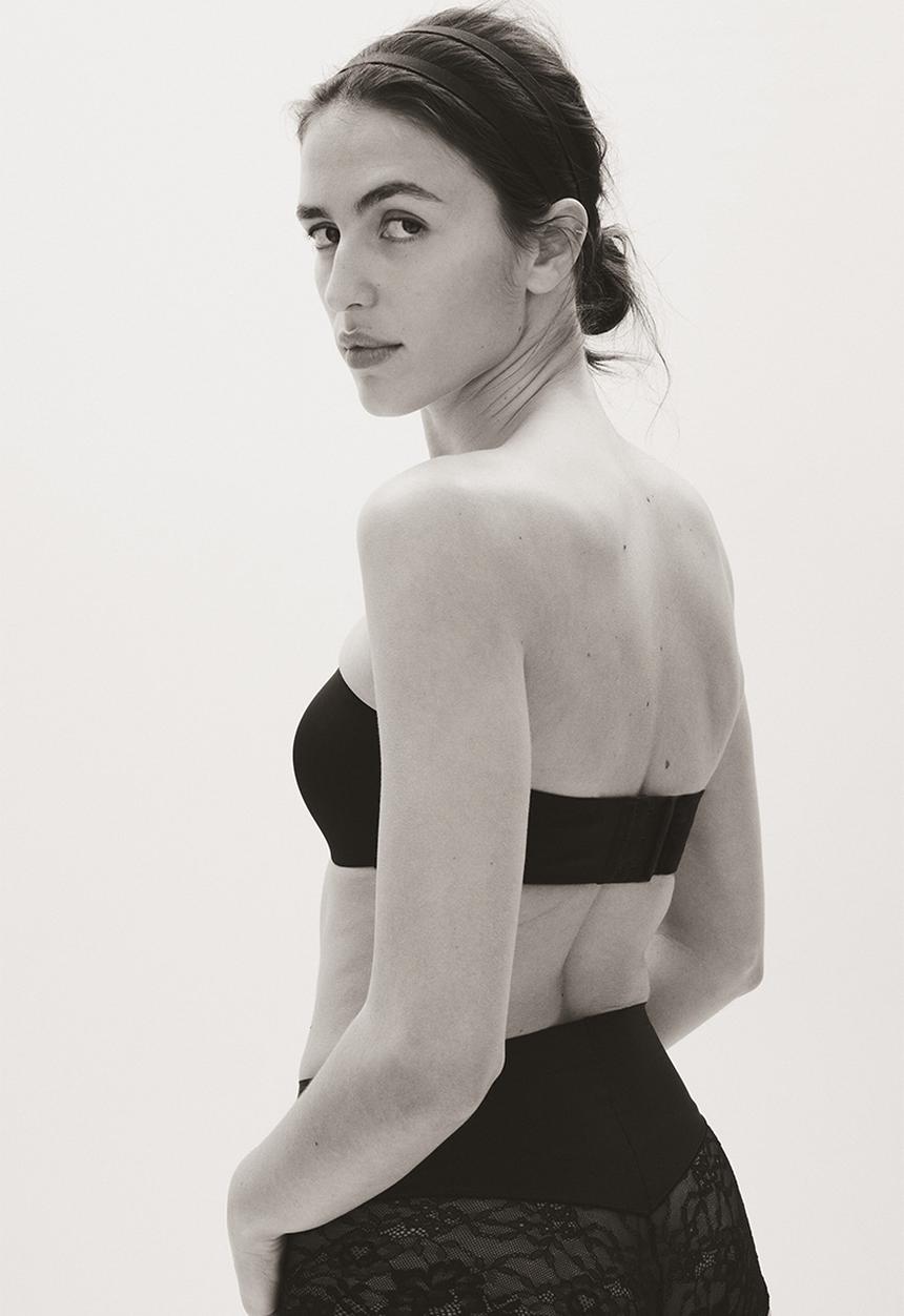 H&M - Padded microfibre bandeau bra - black