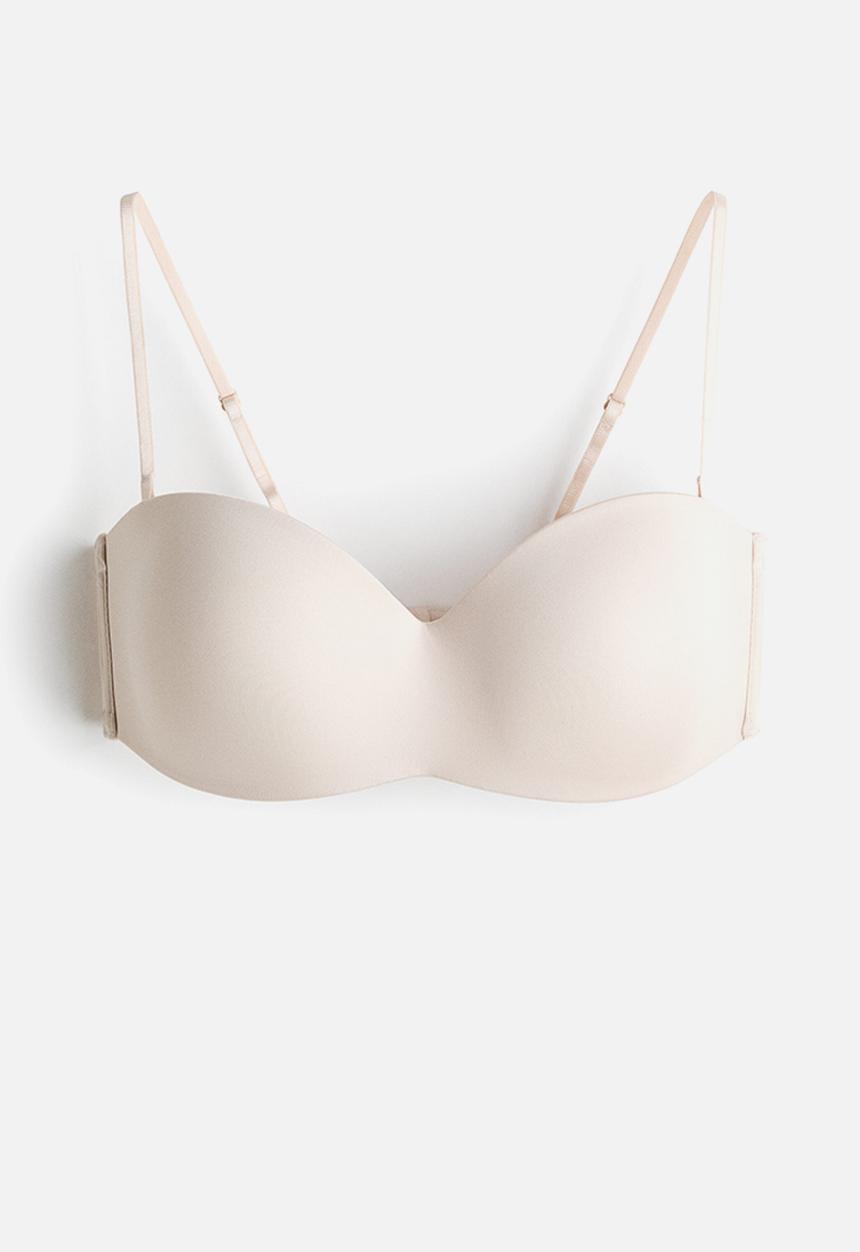 H&M - Padded microfibre bandeau bra - light beige
