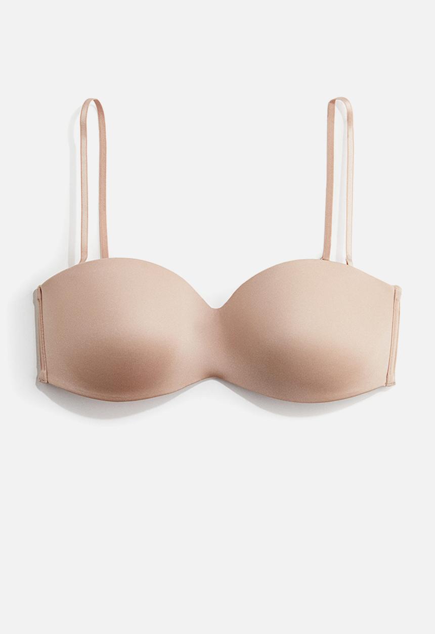 H&M - Padded microfibre bandeau bra - beige