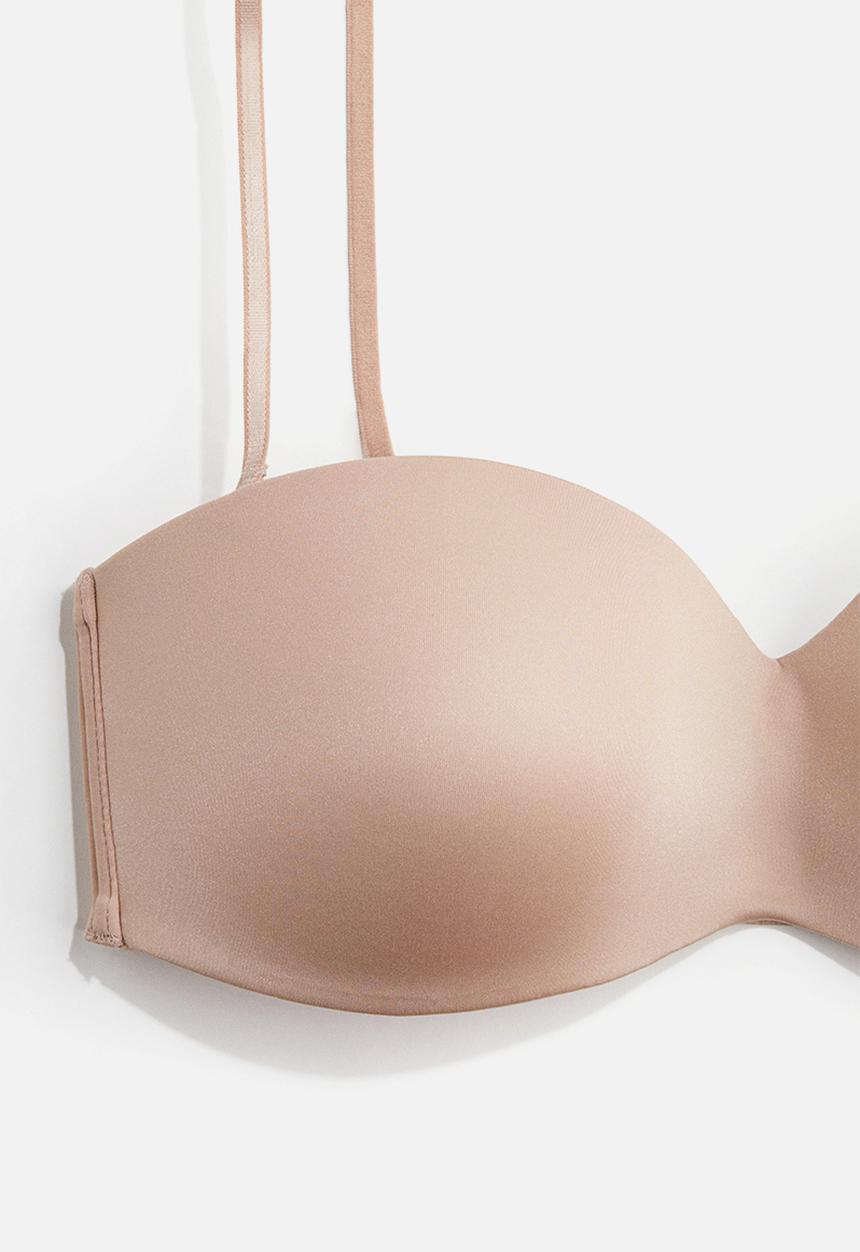 H&M - Padded microfibre bandeau bra - beige