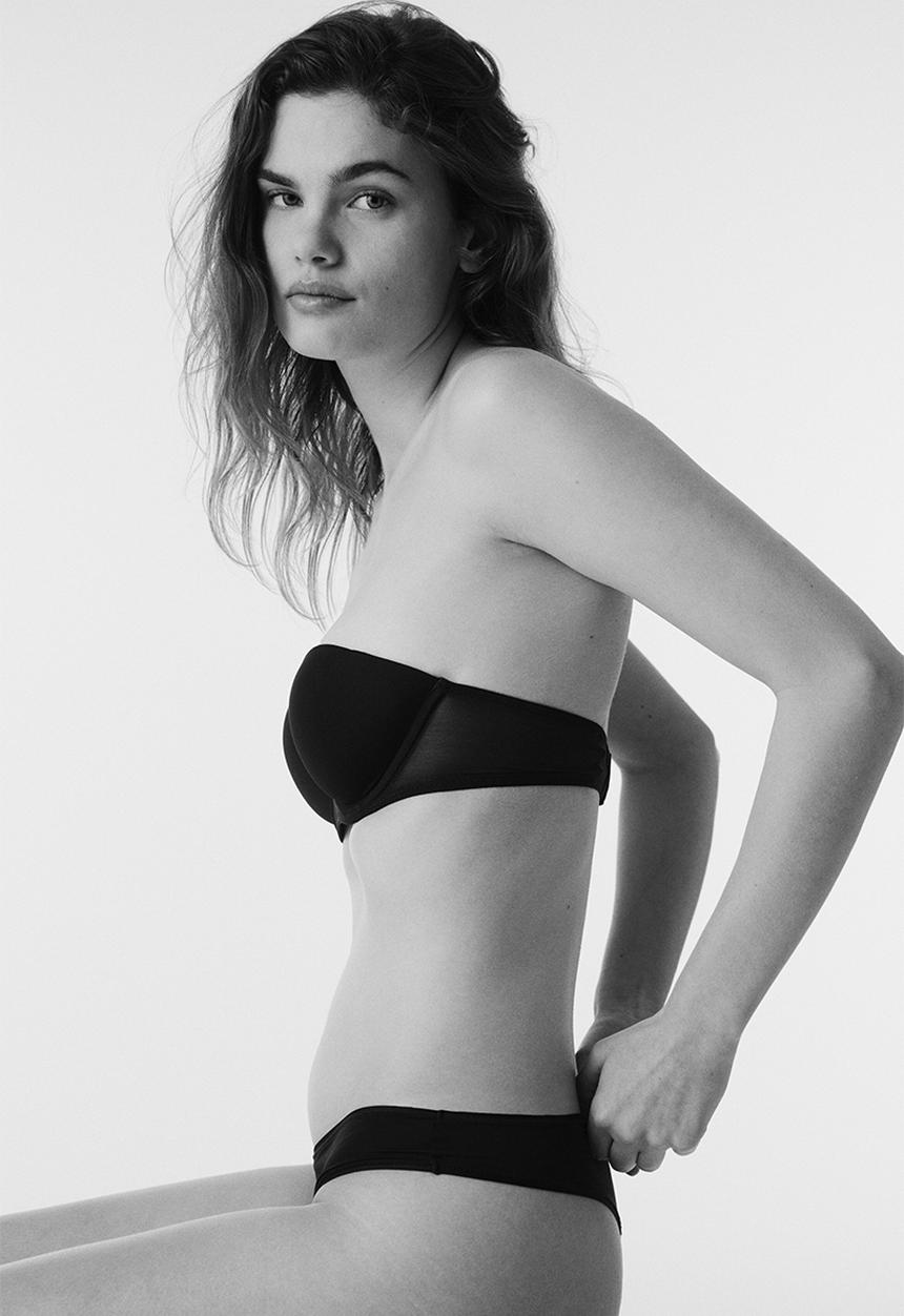 H&M - Padded microfibre balconette bra - black