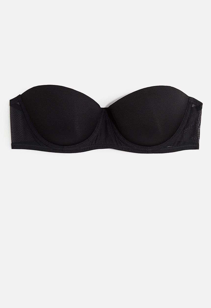 H&M - Padded microfibre balconette bra - black